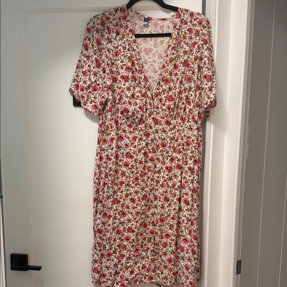 Old Navy Pink and White Floral Midi Dress
